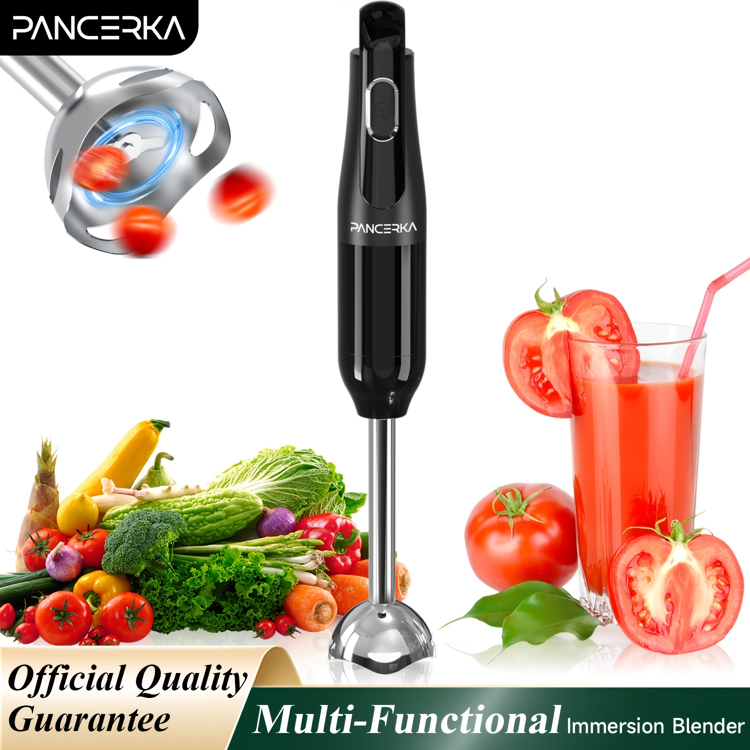 TEMU Pancerka Powerful Handheld Blender | 304 Stainless Steel , Portable Stick Mixer, Electric Blender, Turbo Mode, Electric Hand Blender With
