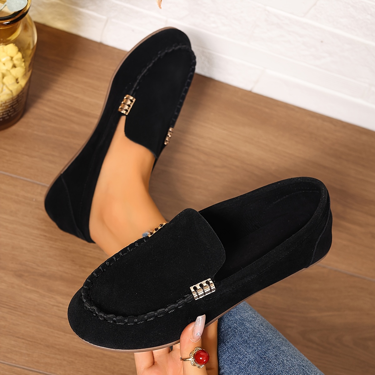 TEMU Four-season Versatile Double- Loafers, Suitable For Business And Casual Wear, Women Shoes