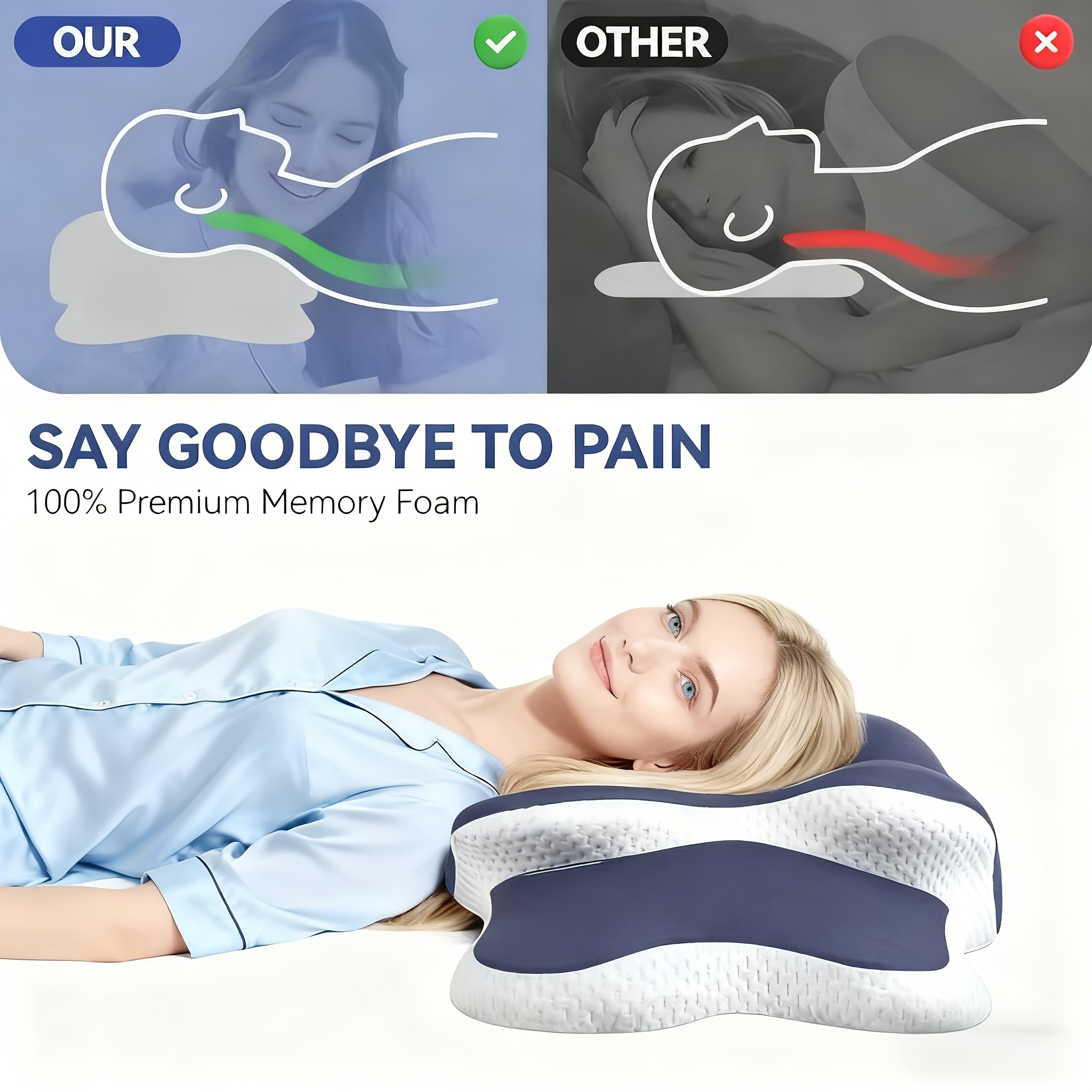 One Ergonomic Cervical Pillow Featuring Slow Rebound Support, Breathable Cooling Fabric, And a Machine Washable Cover, Suitable for Side, Back, And Stomach Sleepers, Providing Gentle Cervical Comfort, Making It a Perfect Gift for Family And Partners