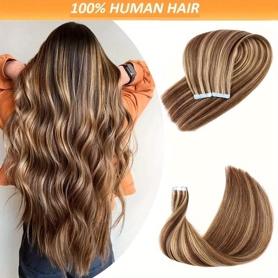 

Seamless Brazilian Human Hair Extensions - 4/27 Highlight, Straight Wefts For Women, Natural Look, 18-26 Inch, 20pcs Pack