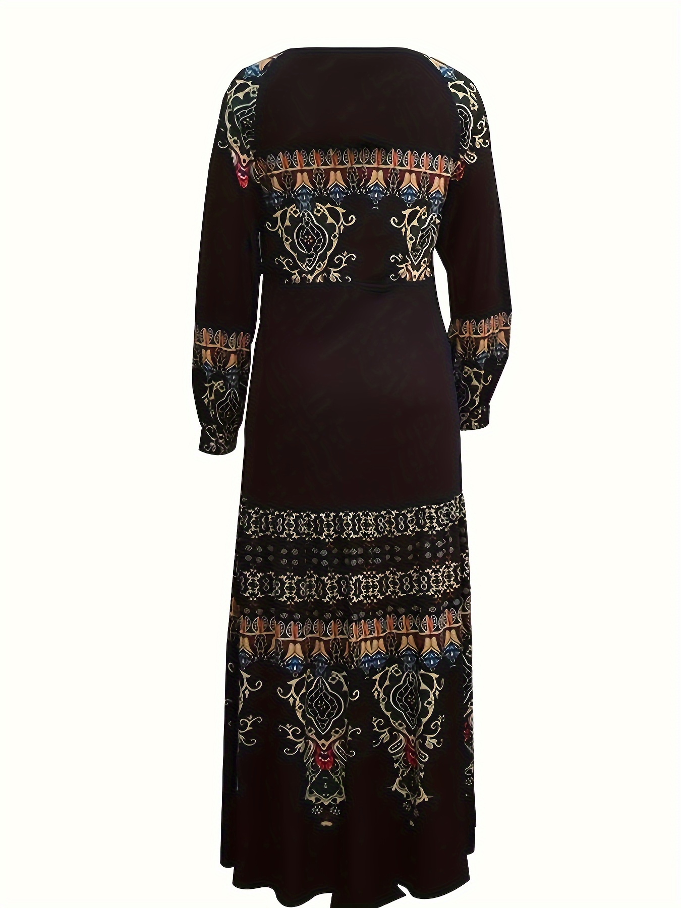 womens floral printed long sleeve mexican dress