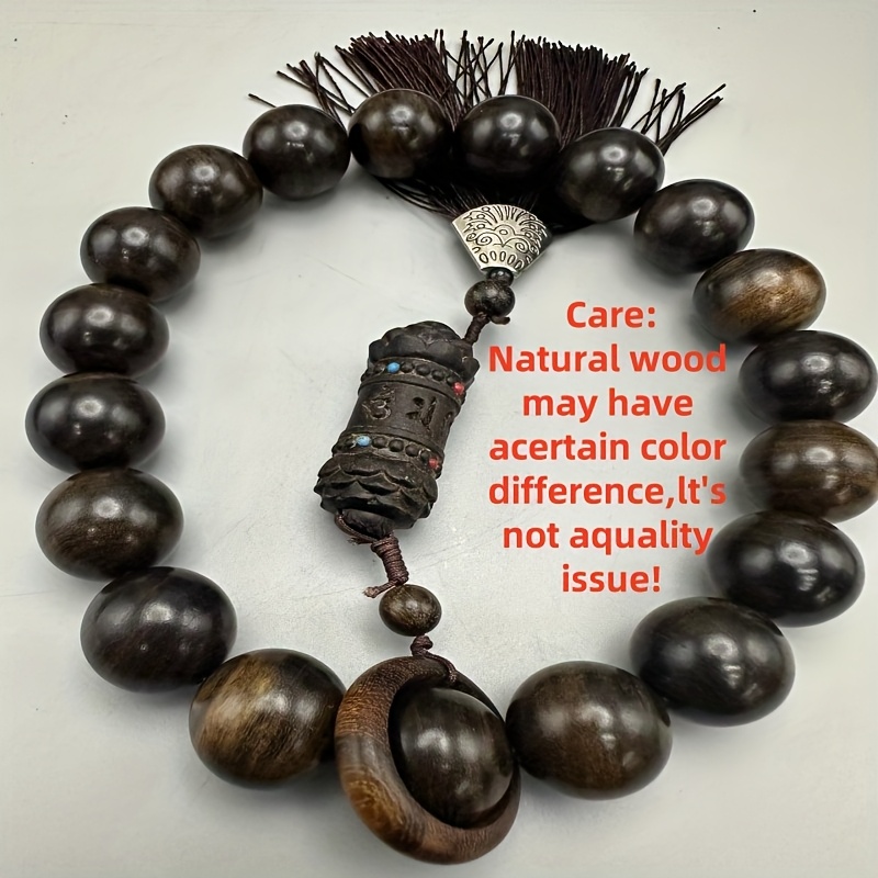 Hand Carved Wood Prayer Beads with Tassel for Meditation