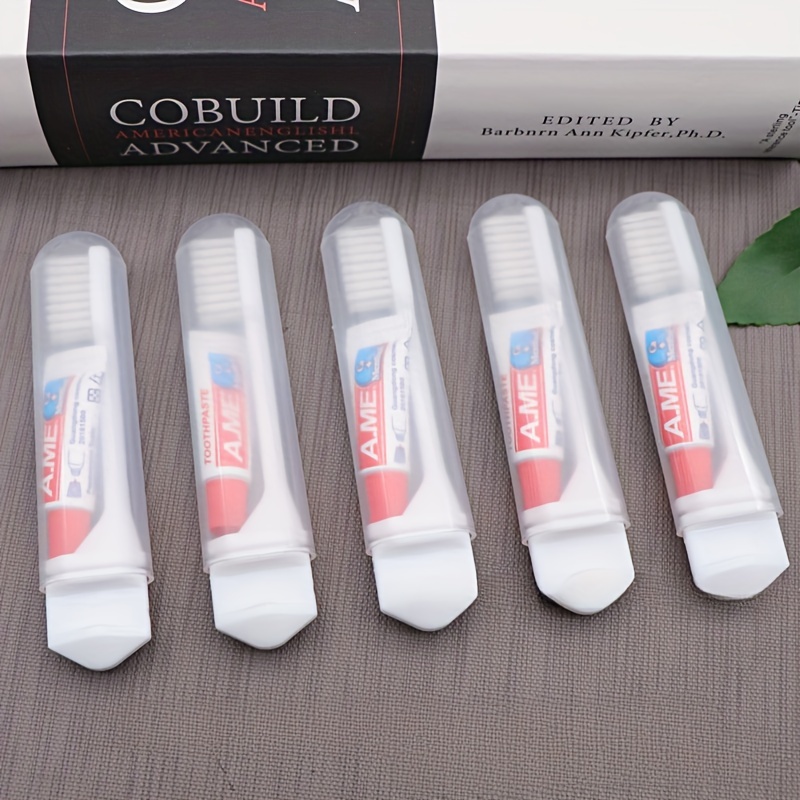 10pcs Portable Folding Toothbrush Set with Toothpaste, Soft Bristles