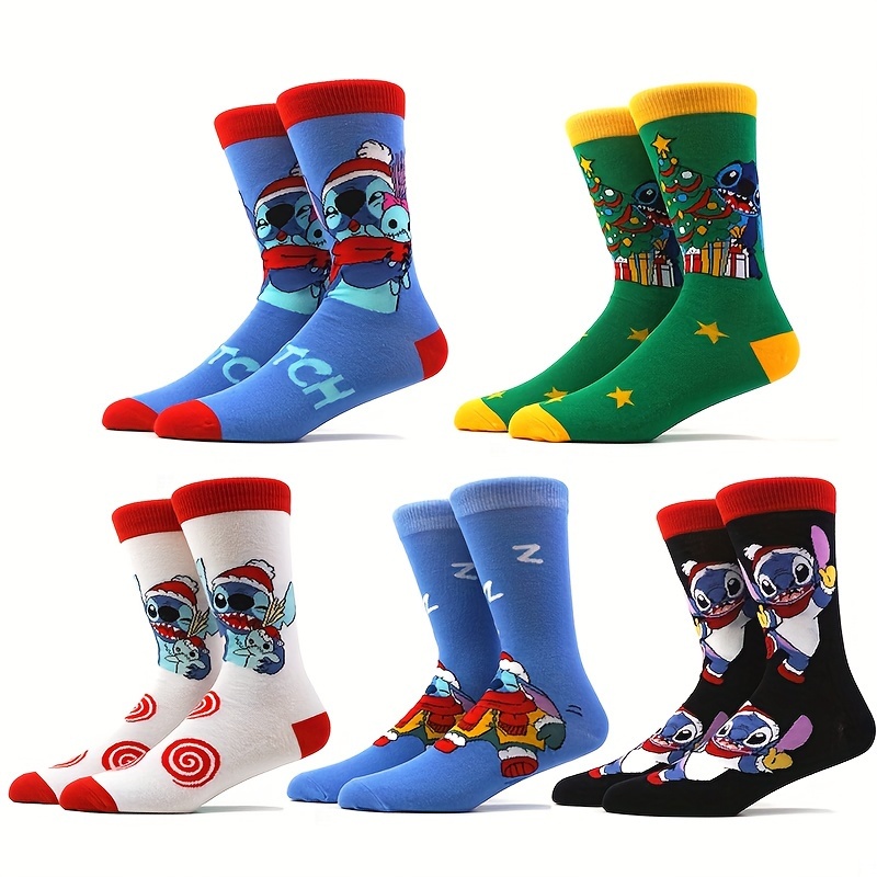 

5pcs Men's Fun Cartoon Animal Crew Socks - Soft Cotton , Breathable & Comfy Casual Mid-calf Socks For Casual Attire | Gift Idea