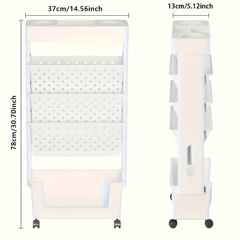5-Layer Rolling Book Storage Box, Desktop Hanging Organizer
