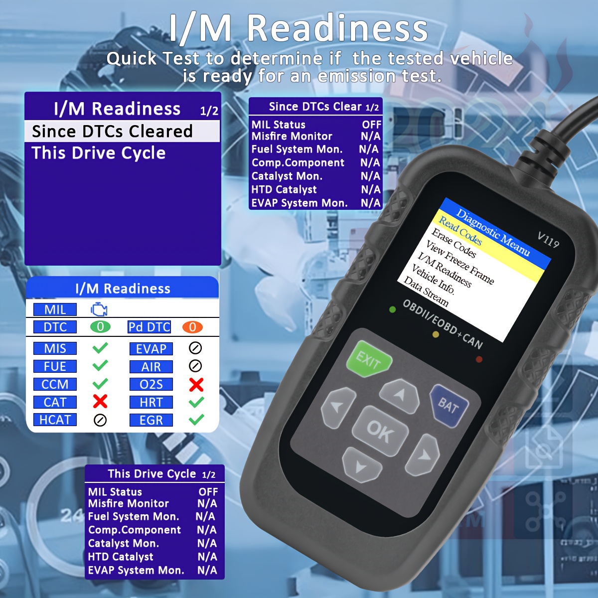 scanner voltage test v119 car diagnostic code reader - Temu