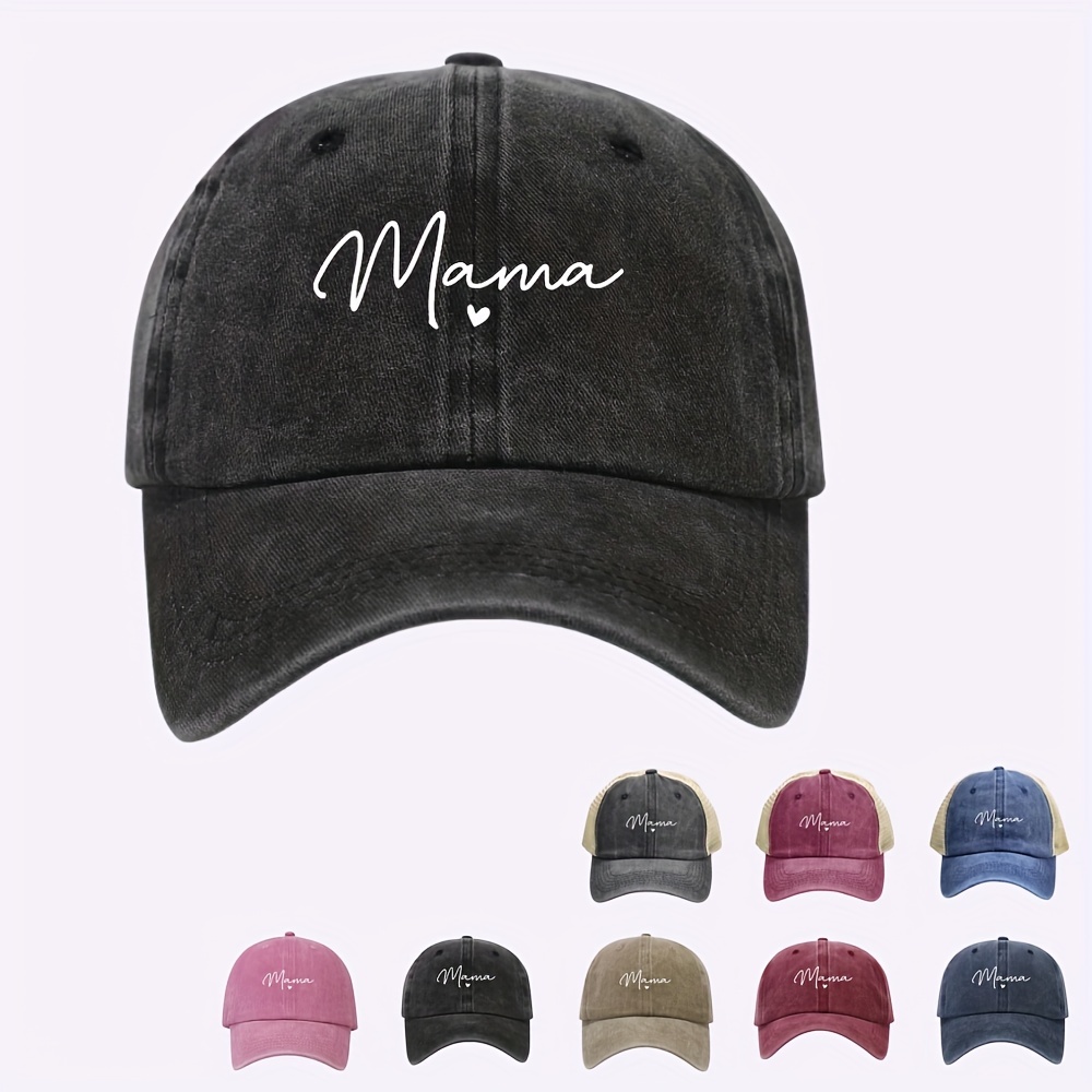 

Mama Printed Baseball Cap Cotton Washed Dad Hat Outdoor Adjustable Lightweight Sports Hats Mother's Day For Women