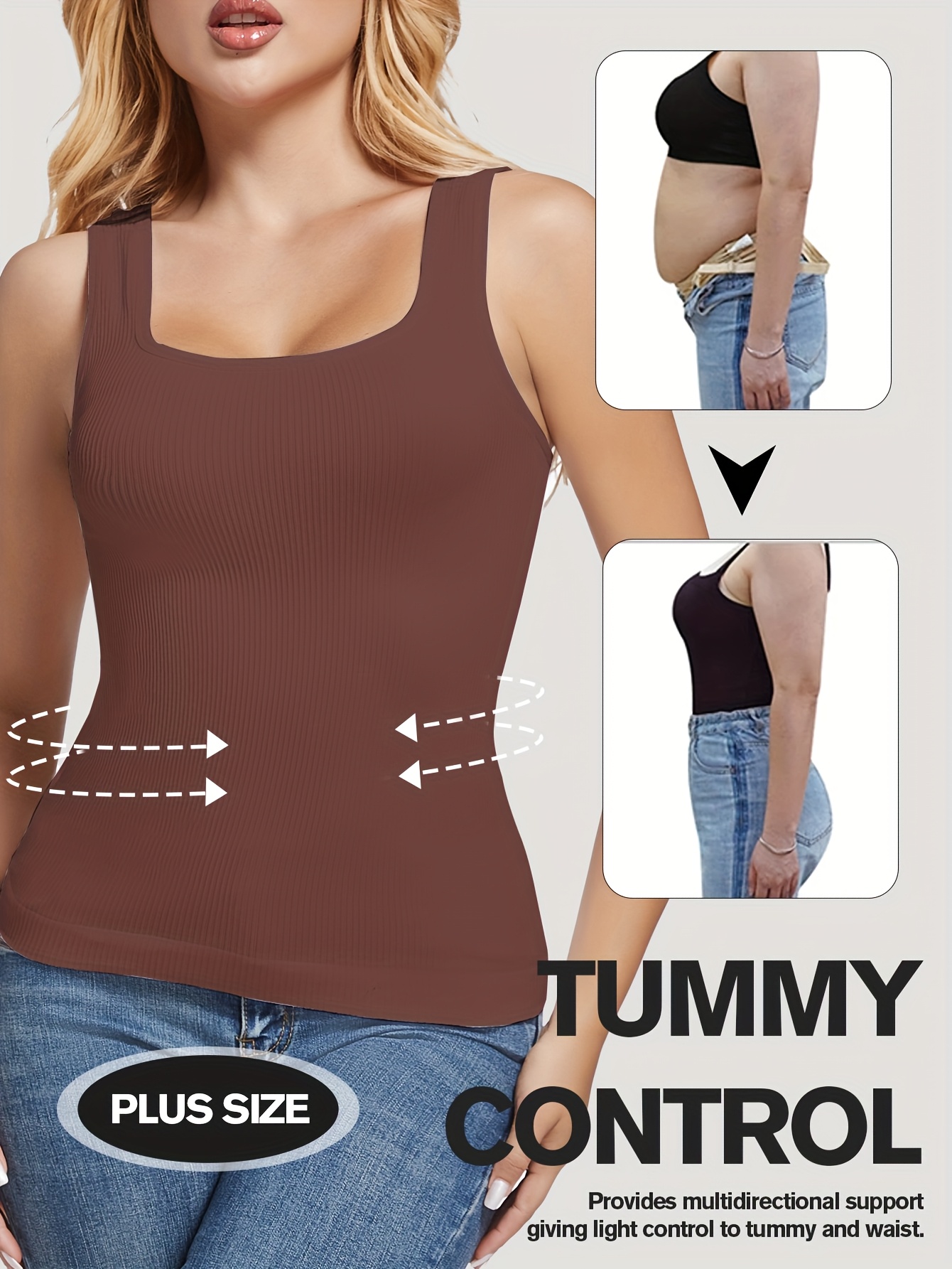 A Seamless Shapewear Top for Women That Helps Slim The Waist And Shape The Body, Available in Plus Sizes.