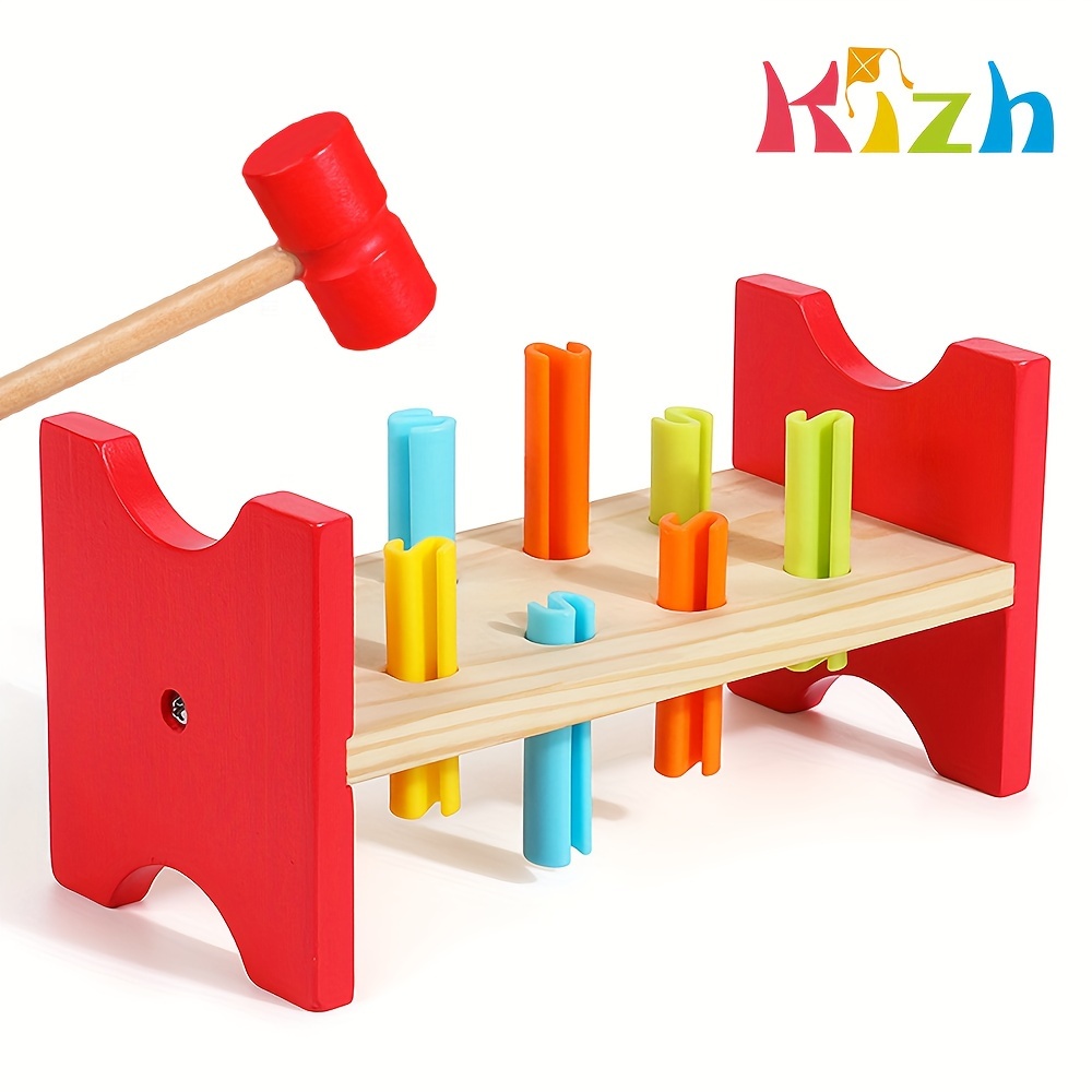 

Montessori Wooden Hammering Toy - Develop Fine Motor Skills & Educational Fun For Toddlers!