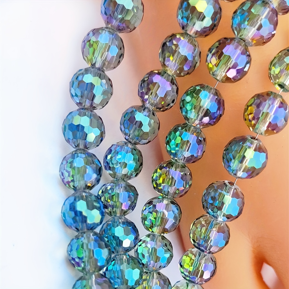 96-faced Earth Bead | Colorful Cut Beads For Dance Additions, Aurora Ab Colors, 8mm