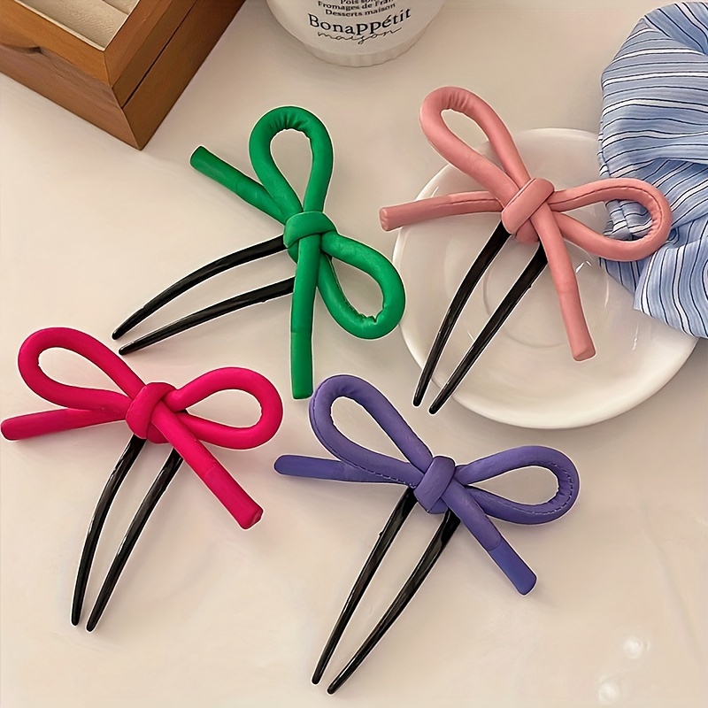 

1pc Elegant Bowknot Hair Claw Clips For Women, Use Updo Hair Accessories For Bun, Hairpins, Assorted Colors