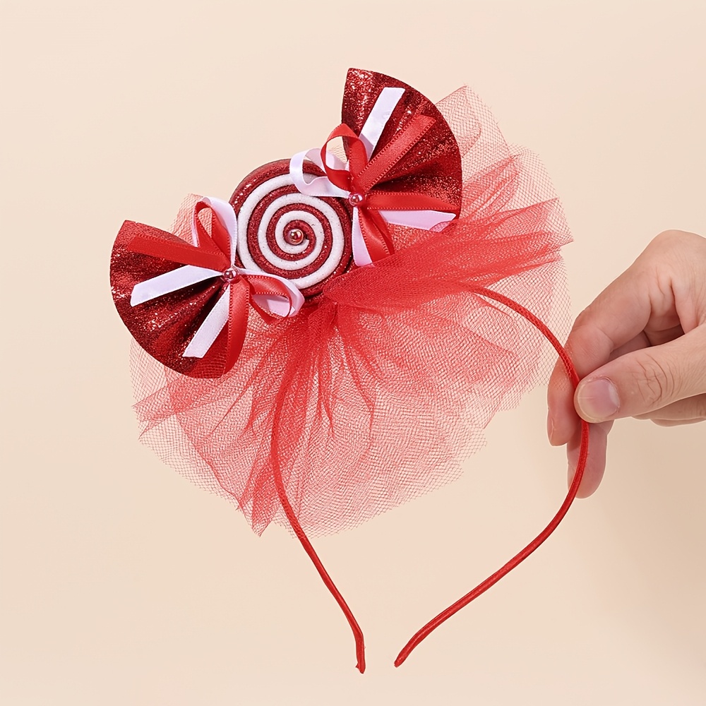 TEMU 1pc Sparkly Lollipop Party Headband, Glitter Tulle Hair Band, Party Hair Accessory For Birthday, Styling & Holiday Photo Props I Halloween I