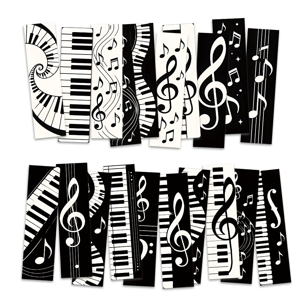 TEMU 20pcs Black And White Piano Keyboard Music Staff Easy Musical Literary Exquisite Bookmark Set School Supplies, Office Supplies And Additions 5.9