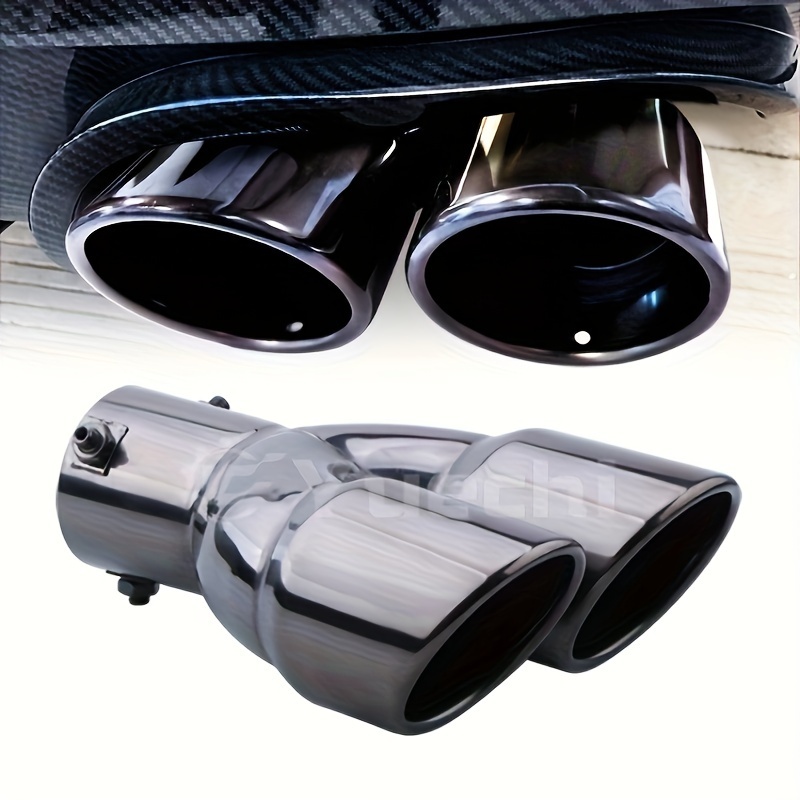 

Automotive Dual Exhaust Pipe Head Stainless Steel Tailpipe 63mm 2.5-inch Gun Black Double Outlet Thickened Tailpipe