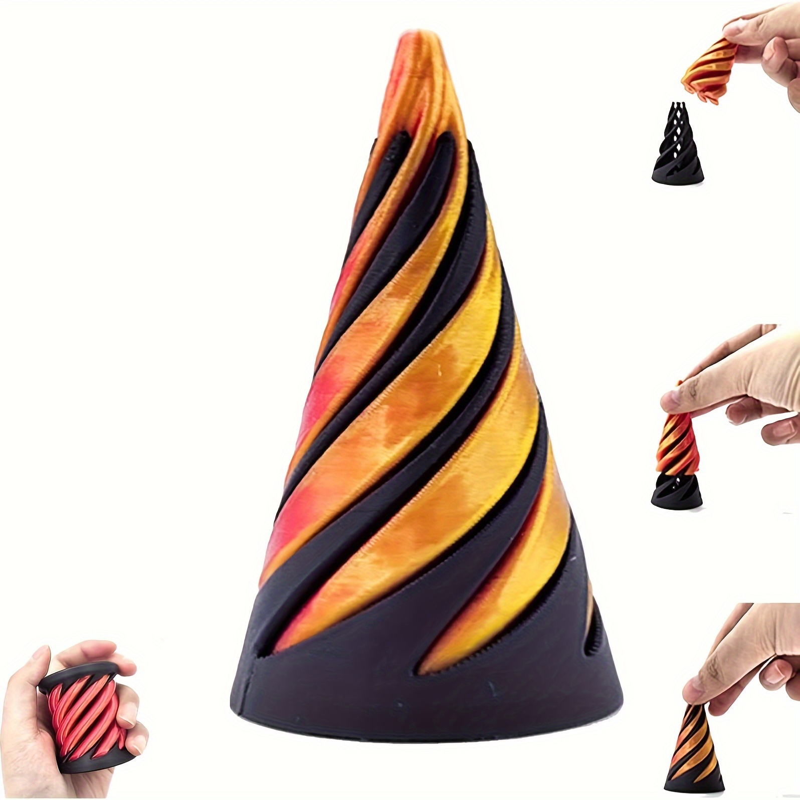 

Classic Style Impossible Pyramid Sculpture, Interactive 3d Printed Twisted Cone Statue For Halloween Decor, Tabletop Plastic Art Piece