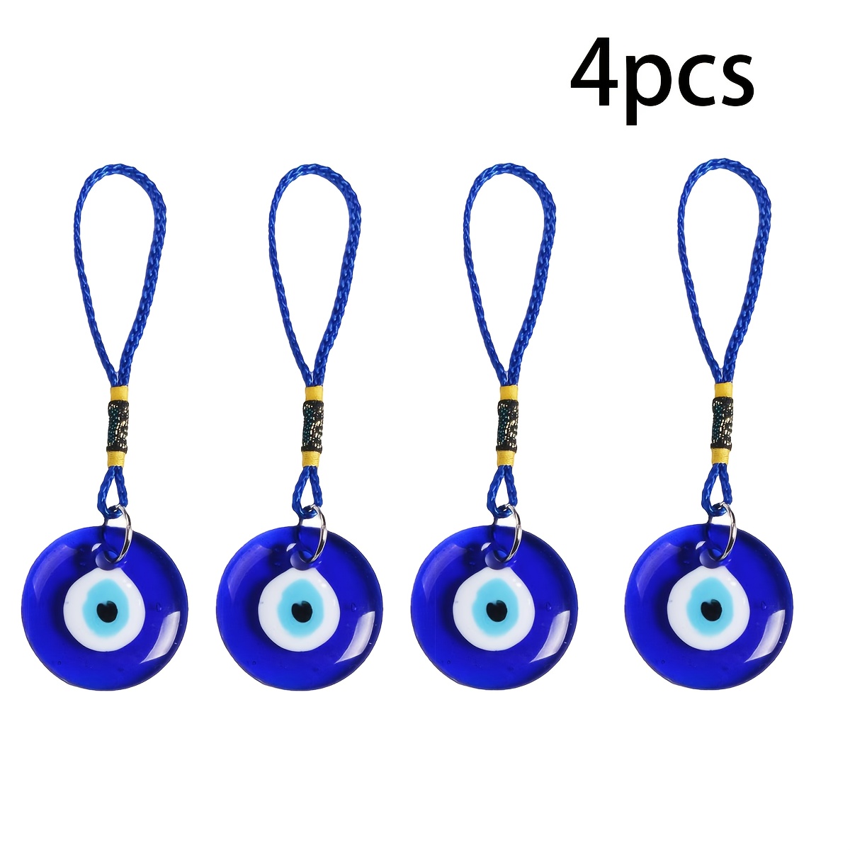 Image of 4pcs Blue Evil Eye Glass Charms - Bohemian Style Car & Home Decor, Protective Amulet For Luck, Ideal For Weddings, Parties, Christmas Gifts, Good Luck Charm|evil Eye Decor|handcrafted Glas