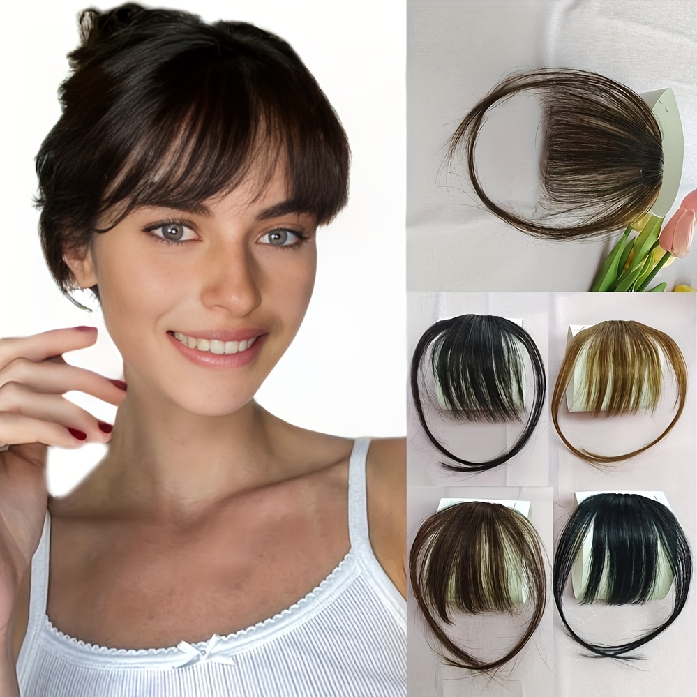 clip in bangs invisible seamless lightweight 100 human hair wispy bangs with sideburns natural curved hair extensions for women daily wear stylish look stylish hair accessory natural   lightweight hairpiece hair extensions details 1