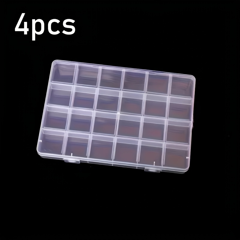 TEMU 4pcs Set Of 24-compartment Multi-section Storage Boxes, Transparent Plastic Organizer With - Multi-functional Storage Box For Jewelry, Beads,