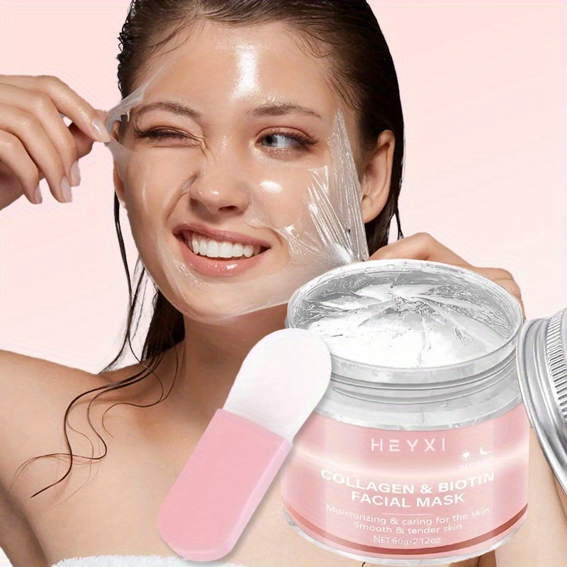 Collagen & Biotin Face Mask, Hydrating and Moisturizing Mask with Collagen Essence, Suitable for All Skin Types, Moisturizing Mask, Skincare, Smooth Texture, for Day and Night Use