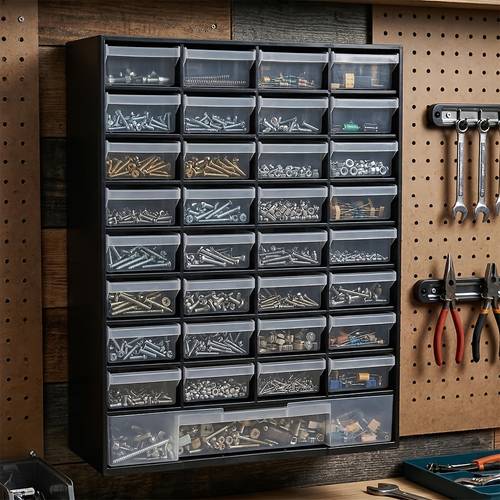 multifunctional 33 compartment storage cabinet drawer type portable storage box storage box rack black and red storage drawer units