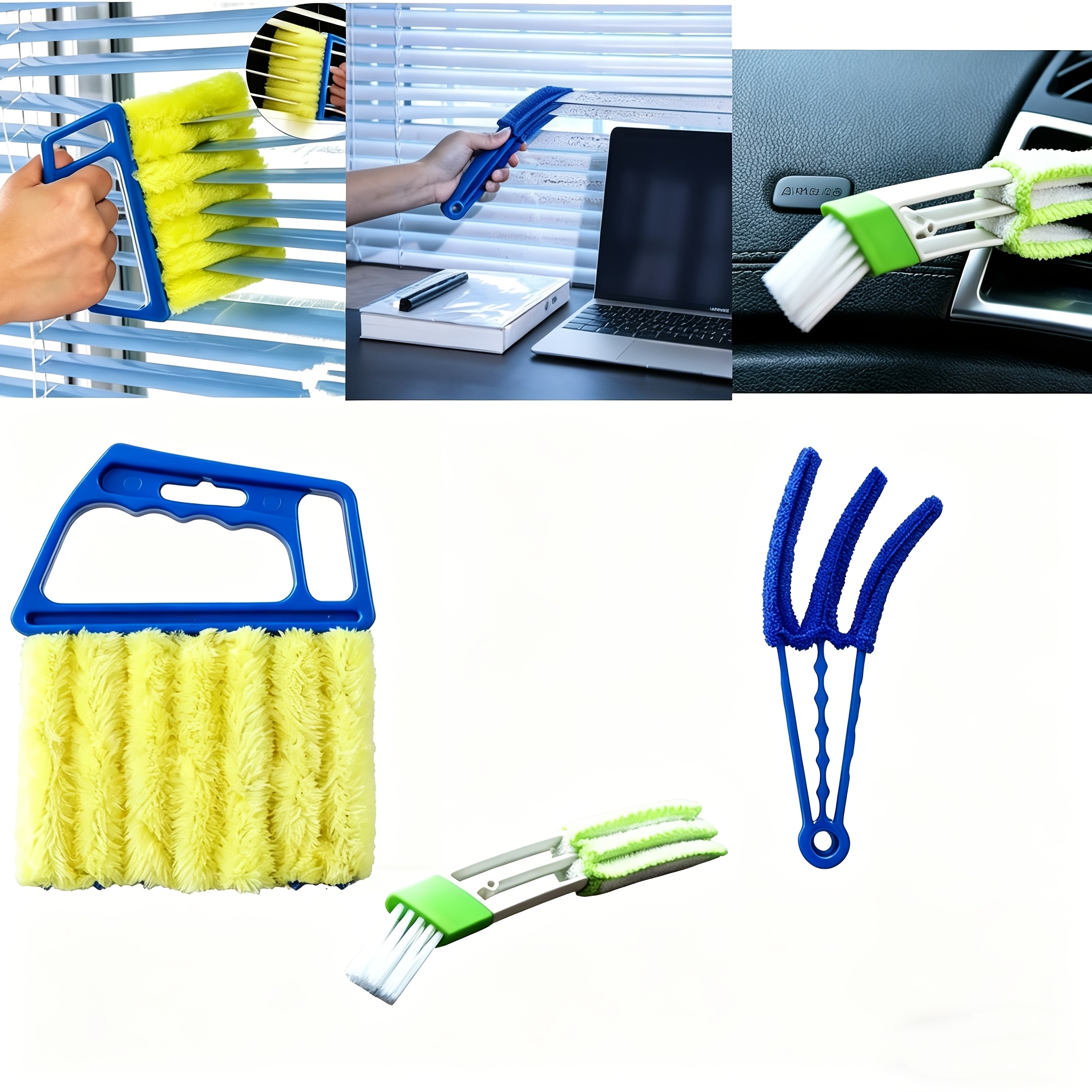 TEMU 3pcs (random Colors) Multifunctional Cleaning Brush For Blinds, A Household Curtain Cleaning Tool That Removes Dust From Air Conditioners And