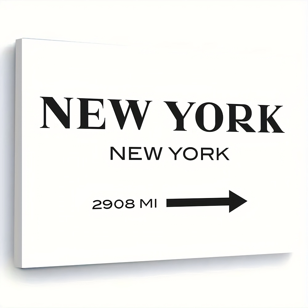 TEMU mural plat 2D, 2D plat, 1 pièce encadré - Impression du de City NYC, 11.8X15.7 pouces, panneau directionnel moderne de , prêt à accrocher,