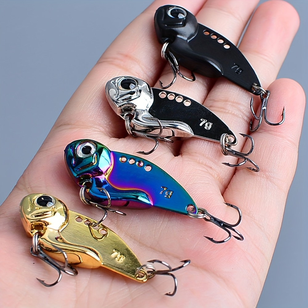 TEMU 4pcs/lot Vib Fishing Lures, 13g 10g 7g 5g Artificial Blade Metal Sinking Spinner Crankbait, Vibration Bait Swimbait
