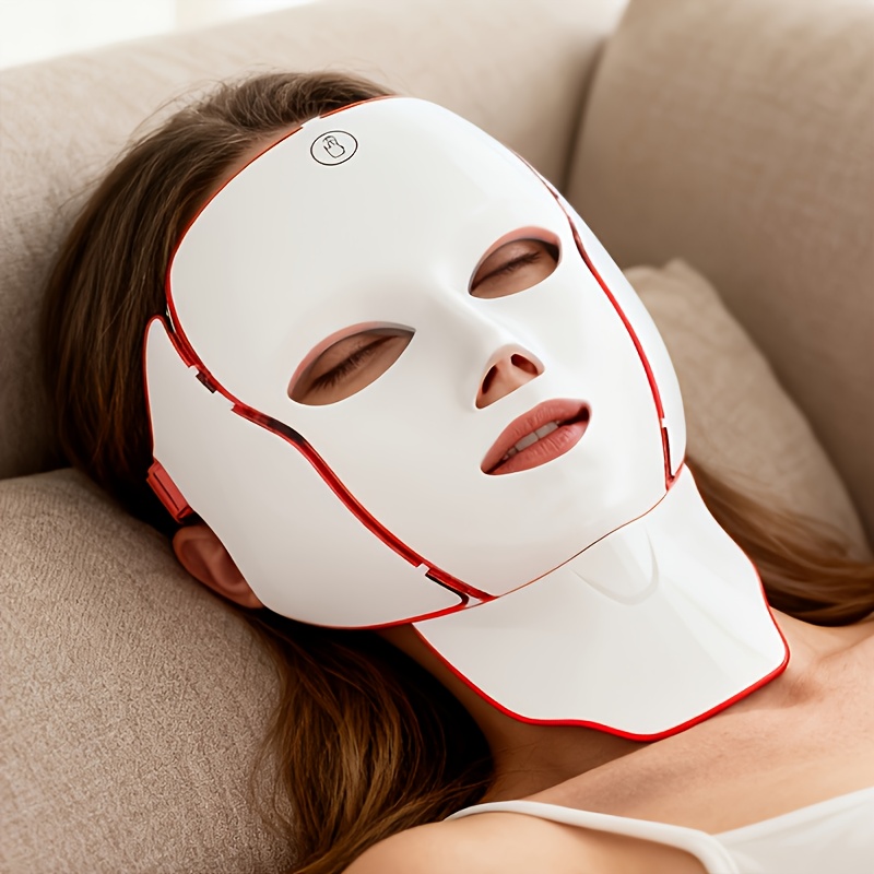 item picture 138 pearl led facial mask beauty   7 in 1 facial and neck care instrument with 7 automatic   designed specifically for   and neck suitable for home and travel offering   care