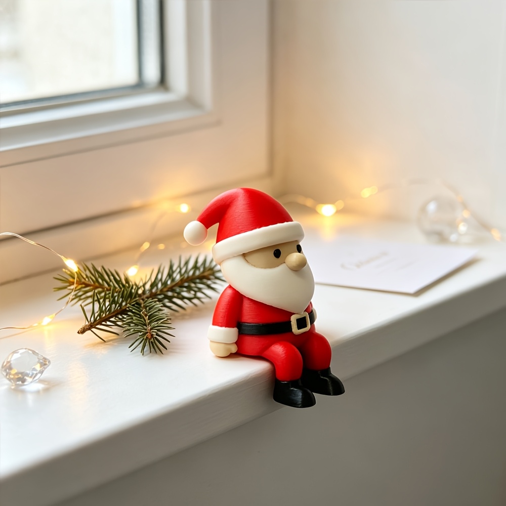 TEMU Cute Tabletop Accent 1pc 3d Printed Santa Claus Shelf Ornament, Desktop Decoration, Suitable For Office Desk Decor Enthusiasts, Holiday , Winter