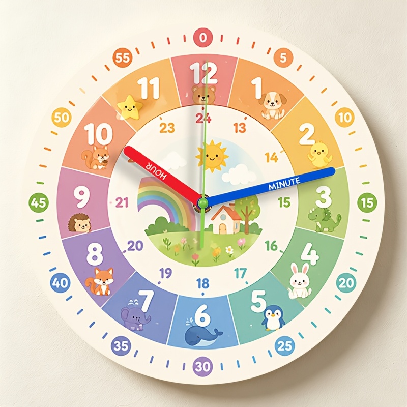 TEMU 1pc, A Colorful Animal Clock With 24-hour Format, Featuring Visible Numbers. Suitable For Home Decor And Gifting. Aa Battery Not Included,
