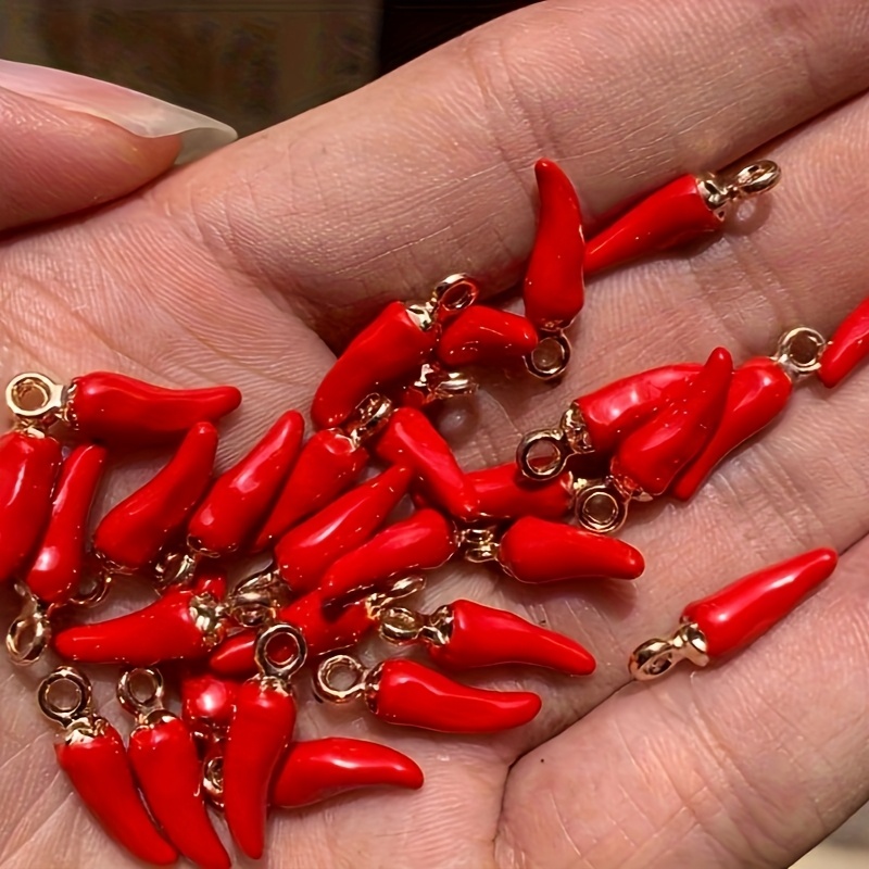 Image of 10pcs Of Golden 3d Pepper Shaped Pendants, Suitable For Handmade Necklaces, Bracelets And Earrings Additions