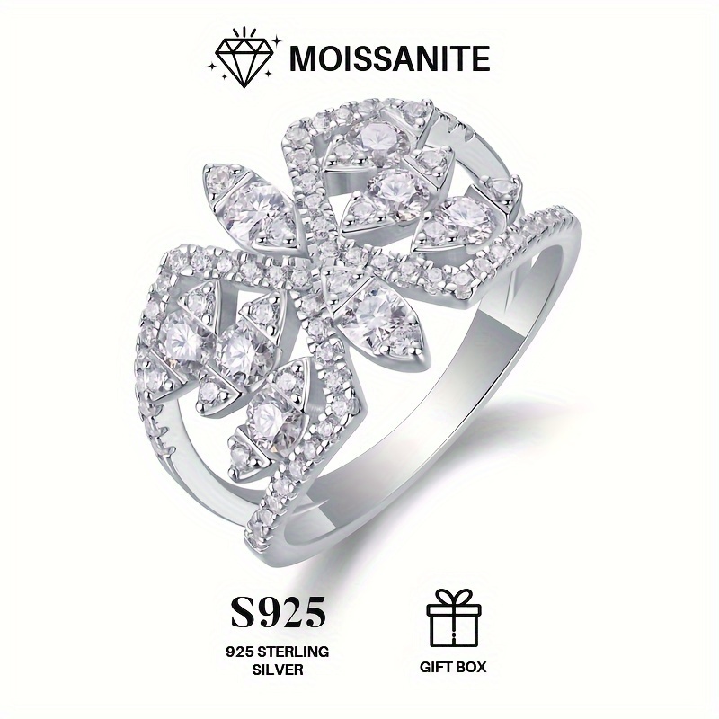Moissanite Ring 925 Sterling Silver Men's Women's Wedding Band