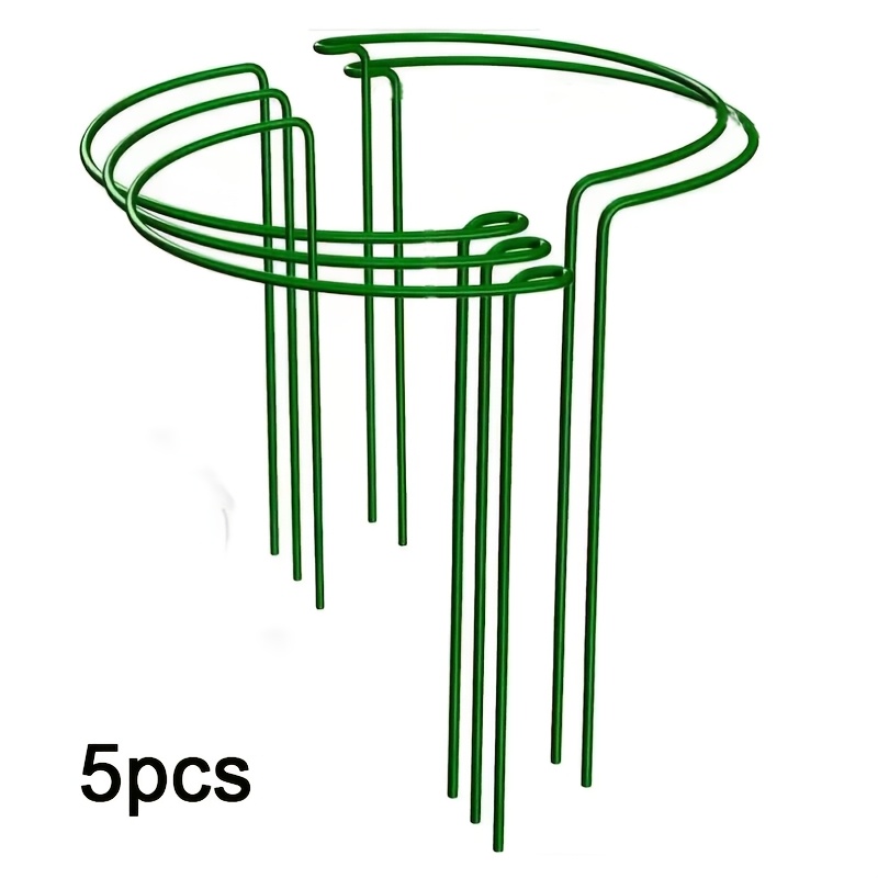 TEMU 5pcs [metal Plant Support Stakes] 16 Inch 4mm Heavy-duty Metal Plant Support Stakes, Half Round Peony Cage, Green Plant Border, Metal Garden