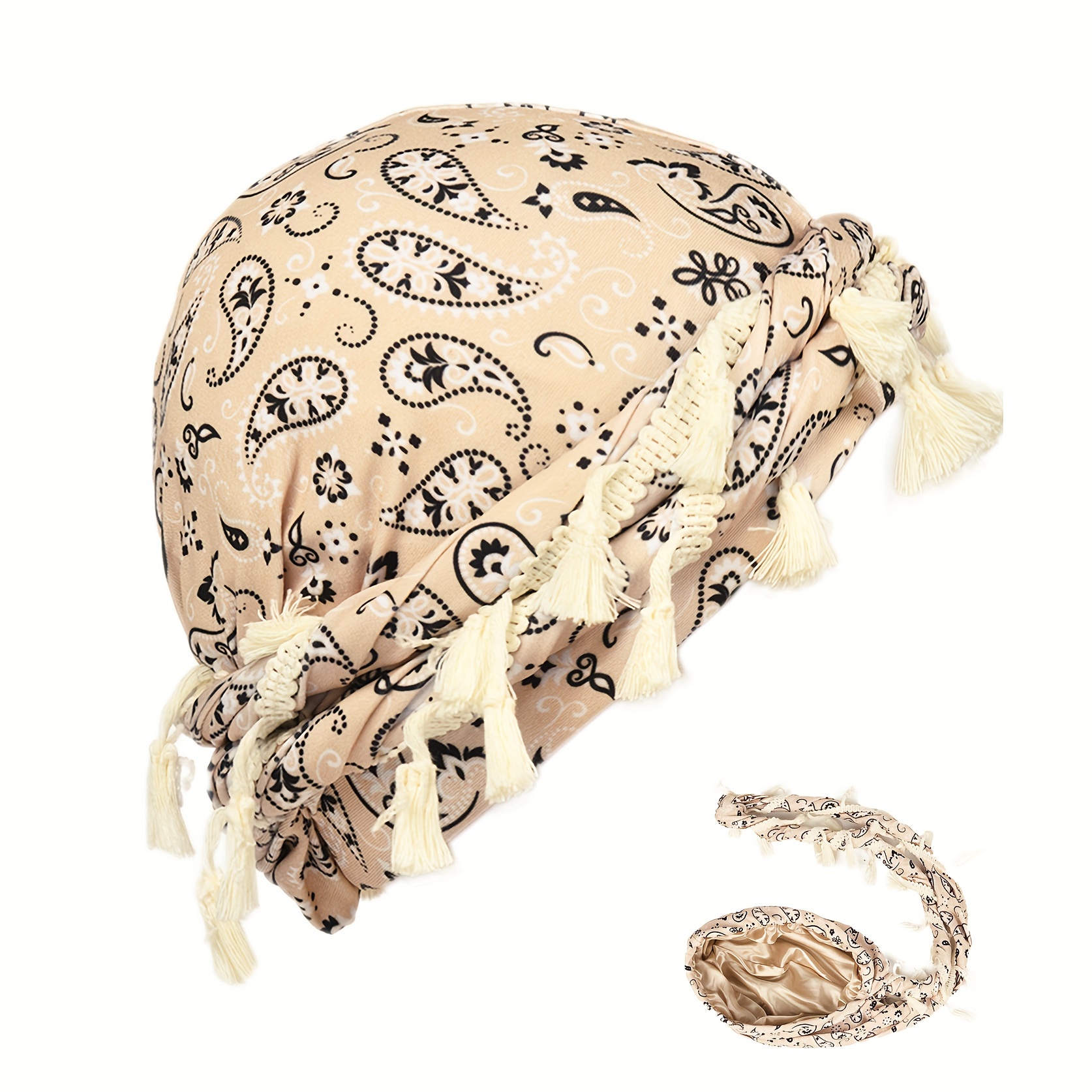 chapeau turban imprimé - africain unisexe - chapeau de tête extensible respirant - bonnet arabe élastique avec détail de pompon Détails du produit 3