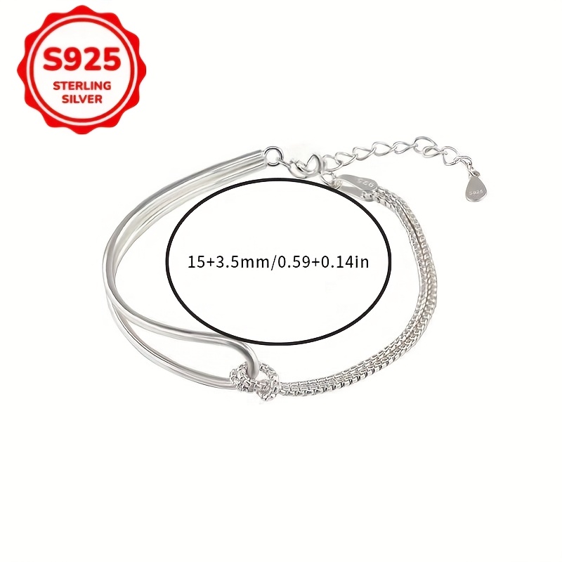 Light 925 Sterling Silver Adjustable Semi Chain Bracelet