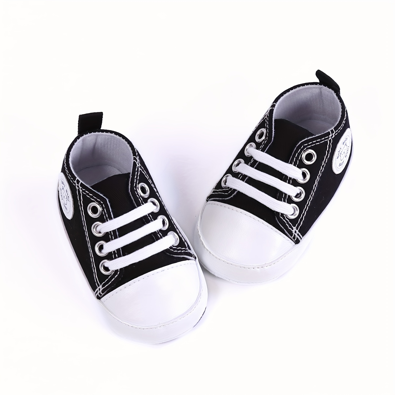 RABEISIR Baby ' Toddler Walking Shoes - Soft Canvas Sneakers with EVA Cushion, Adjustable Lace-Up Low-Top Design, 4-Color Options (White/Pink/Black/Red) for All-Season Casual & Party Wear, Party Toddler Sneakers | Classic Sneaker Design | EVA Cushioned Sole, Toddler Shoes, RABEISIR