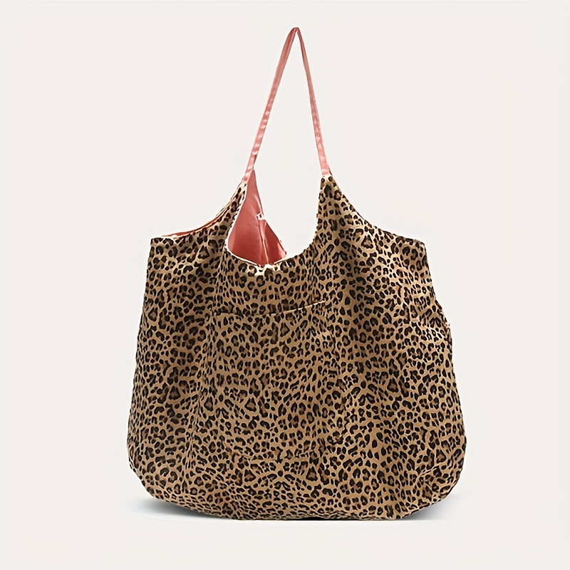 Trendy Shopping Bags For Women Featuring A Large Capacity Leopard Print Shoulder Tote