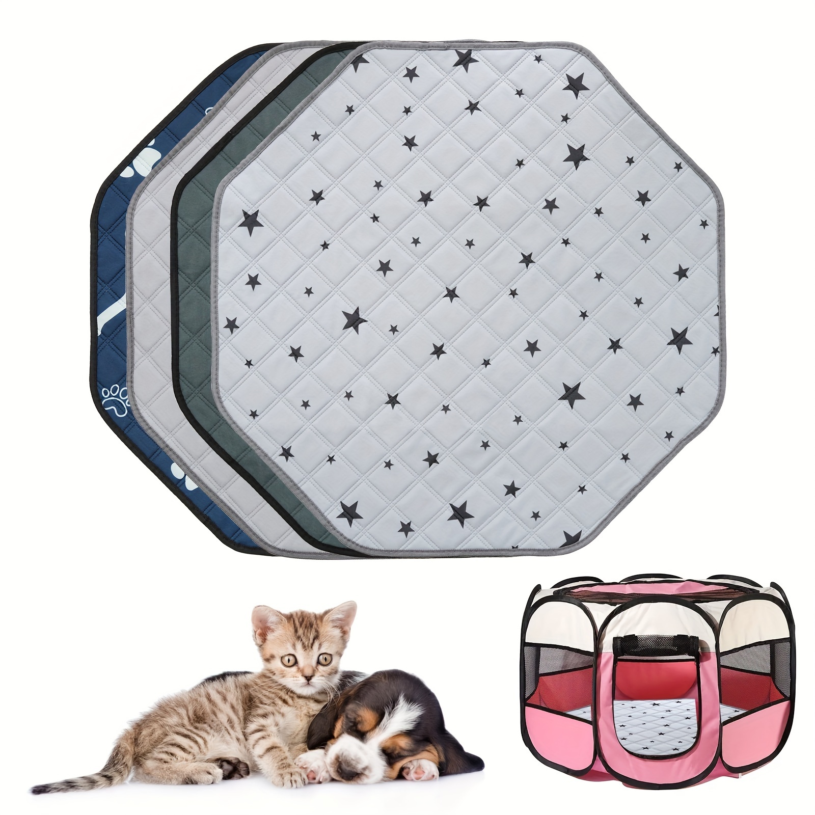 

Washable Octagon Dog Pee Pad - Reusable, Absorbent & Leak-proof Pet Training Mat For Dogs And Cats, Non-slip Playpen Liner