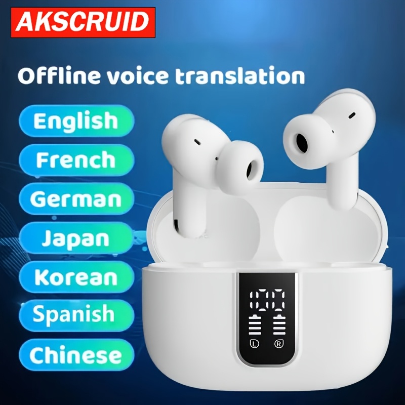 TEMU 144 Language Ai Intelligent Translation Noise Cancelling Earphones Wireless Earphones Real Copper Composite Film Speaker 200h Time Hifi Heavy