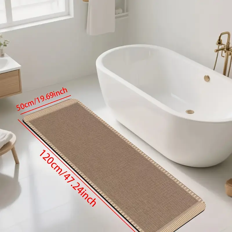1pc diatomite bath mat modern striped border print design quick dry non slip absorbent floor rug soft and comfortable for bathroom shower laundry room bedroom doorway kitchen rv bathroom Product details 7