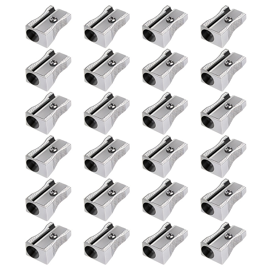 TEMU 24 Pack Metal Pencil Sharpeners Handheld Metal Mini Sharpeners Manual Pencil Sharpeners With Single Hole Aluminum Alloy Sharpener For Standard