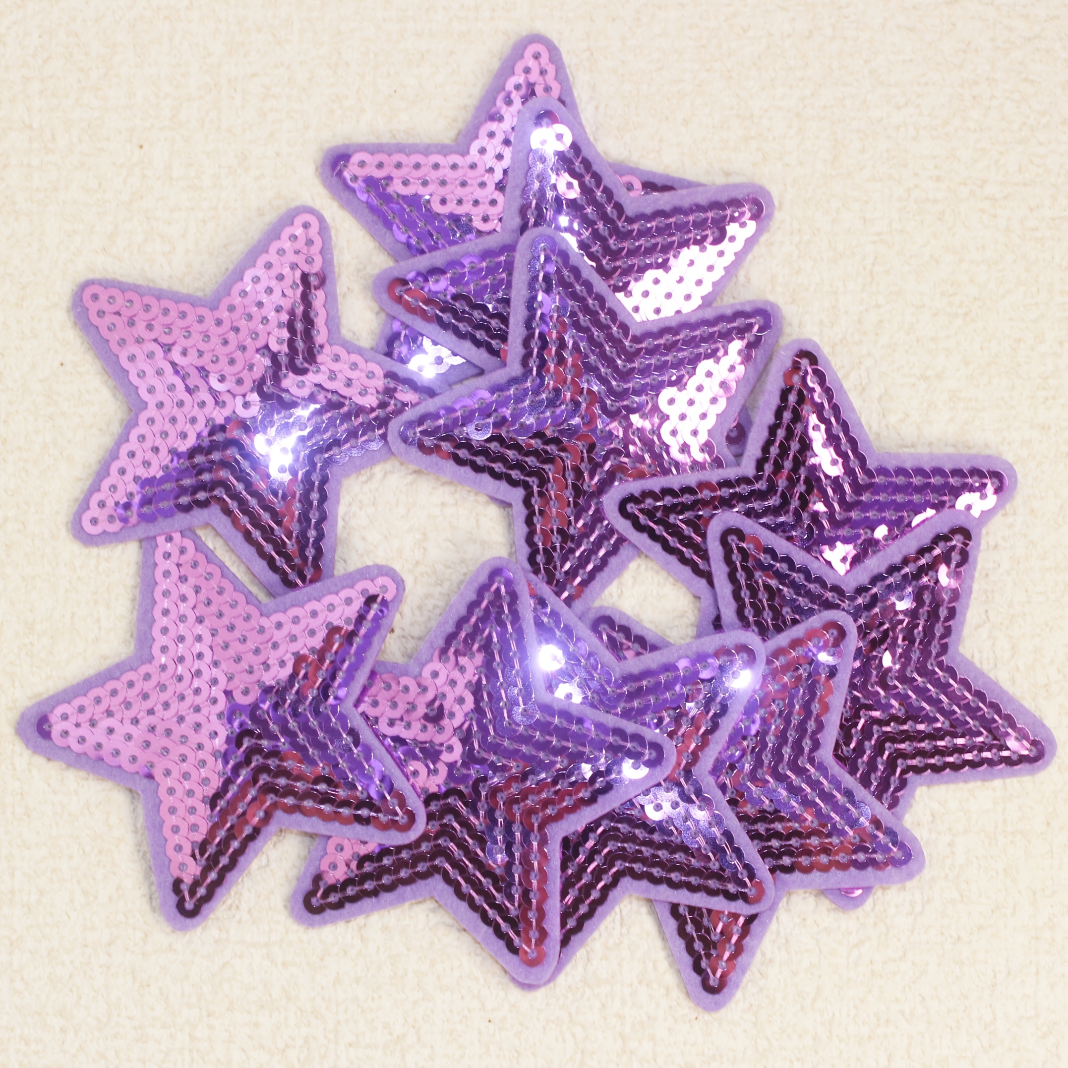 TEMU 10pcs Étoiles à Paillettes Multicolores | Appliqués en Polyester à Repasser pour Loisirs Créatifs & Accessoires de Mode | Embellissements