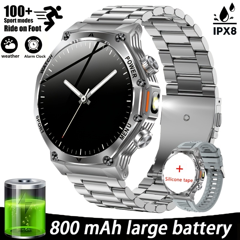 Smartwatch with LED Flashlight & 800mAh Battery