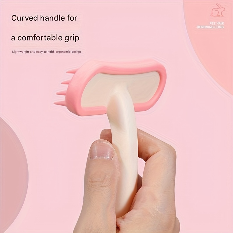 pet silicone massage brush soft anti static detangling brush for   rabbits gentle non   grooming tool durable plastic handle with pink   ideal for short long hair pets Product details 2