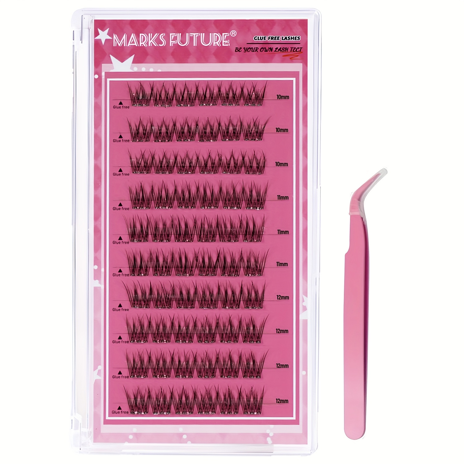 Image of Self-adhesive False Eyelashes, Press-on Lash Clusters, Wispy Eyelash Extension 60pcs Natural Cluster Lash Extension Kit With Tweezers (10-12mm, C ) Suitable For Beginners' Self-adhesive Natural Look