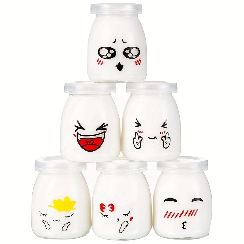 Image of 6-pack 150ml Glass Jars With Lids, Multipurpose Round Reusable Containers For Yogurt, Pudding, Honey And Jam, Cute Design For Christmas Decoration