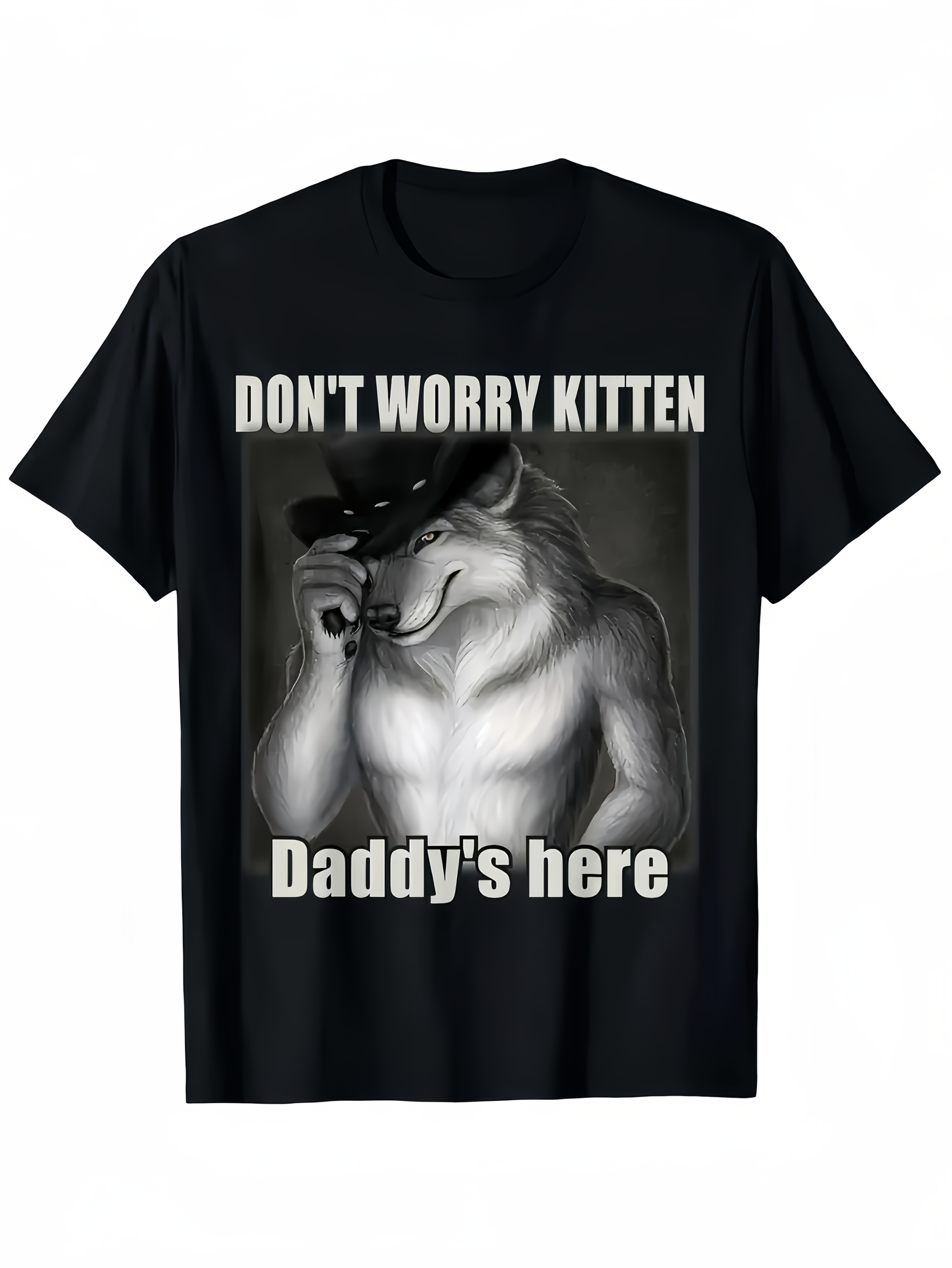 mens   kitten daddys here   cowboy hat humor t shirt black regular fit short sleeve machine washable   casual top   graphic print   durable daily wear tee essential for funny lovers