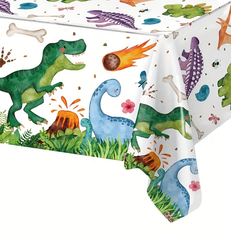 

Dinosaur Disposable Plastic Tablecloth - Rectangular Table Cover For Birthday Party Decoration, Primeval Forest Theme Party Supplies, Home Decor - Machine Made, Fits Various Occasions
