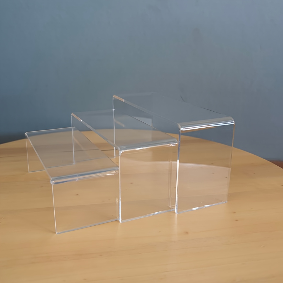 TEMU Thick Clear Acrylic Display Stand, Multi-tier Figure Storage Shelf, Desktop Blind Box Doll Toy Organizer Rack, Transparent Layered Collector