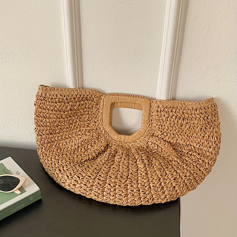Woven Straw Large Capacity Purse And Handbag For Women Beach Basket